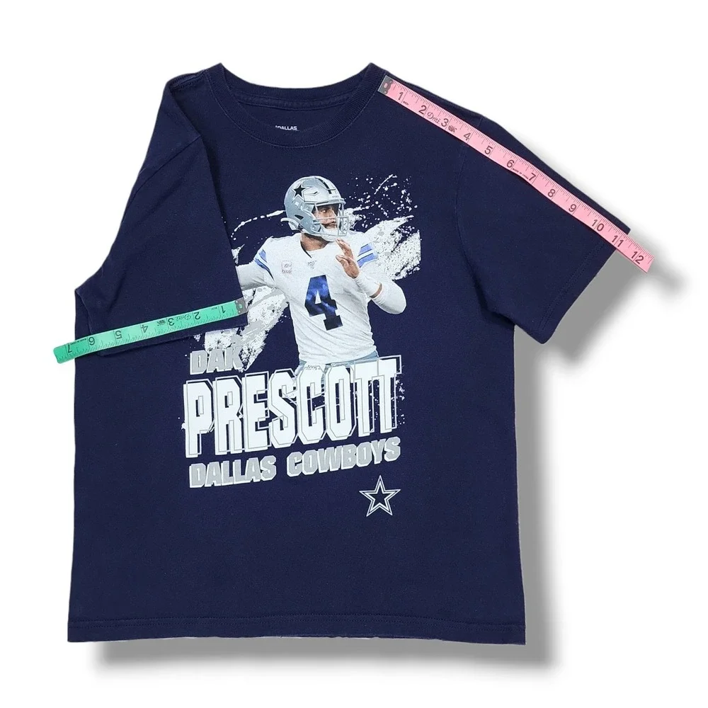 Dallas Cowboys Authentic #4 Dak Prescott Graphic Navy Blue‎ T-Shirt Youth's M
